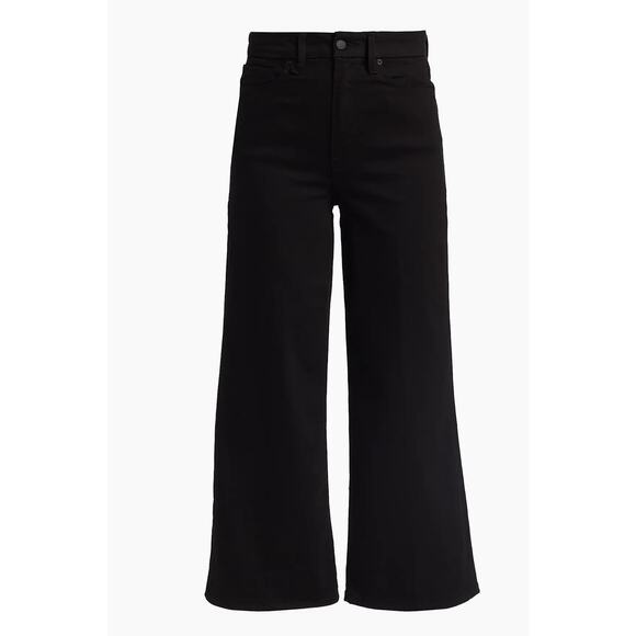 $149 New Good American Good Waist Palazzo Crop - Black - 0 / 25 - Picture 1 of 9